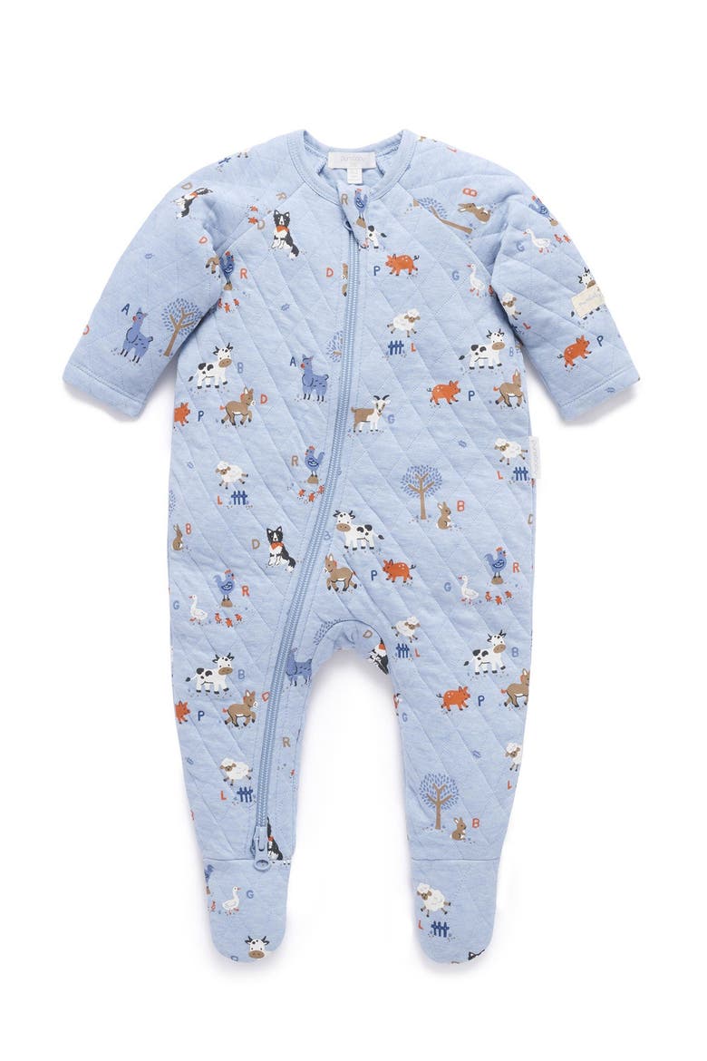 Quilted Coverall Onsie, Main, color, Farm Alphabet Print