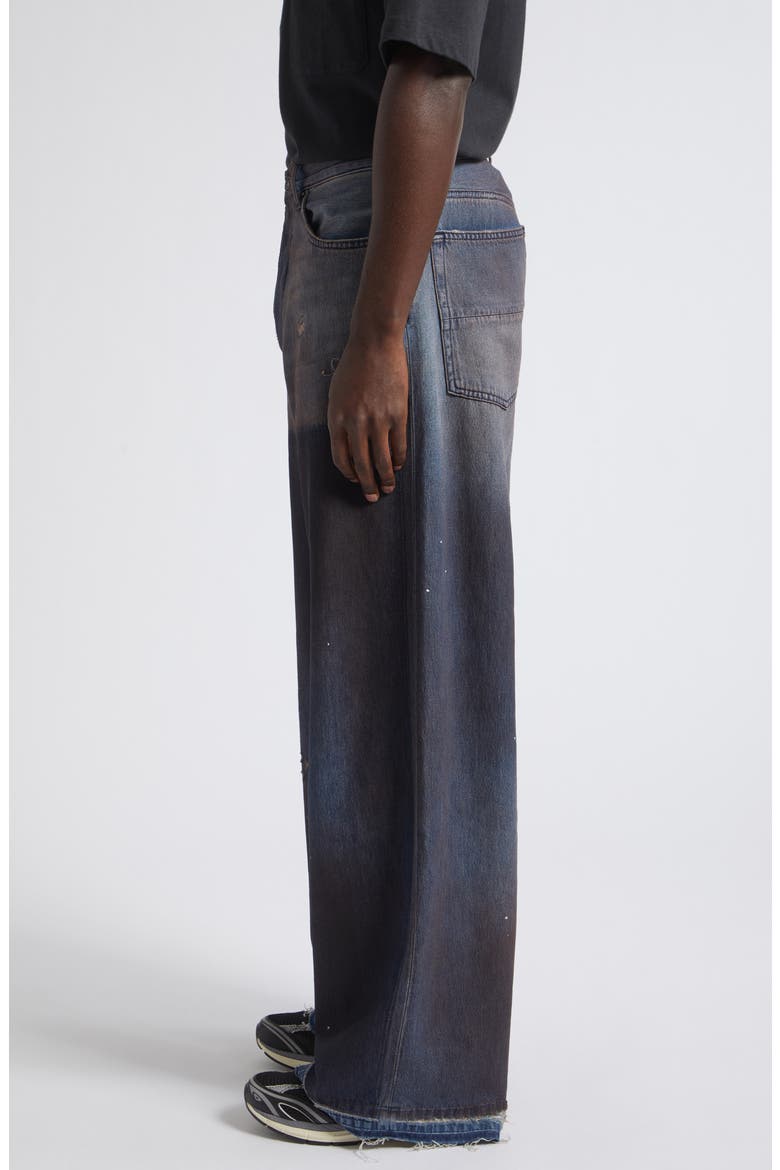 Faded Fray Hem Wide Leg Carpenter Jeans, Alternate, color, DARK DUST
