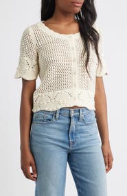 VERO MODA Sandia Open Stitch Organic Cotton Blend Cardigan