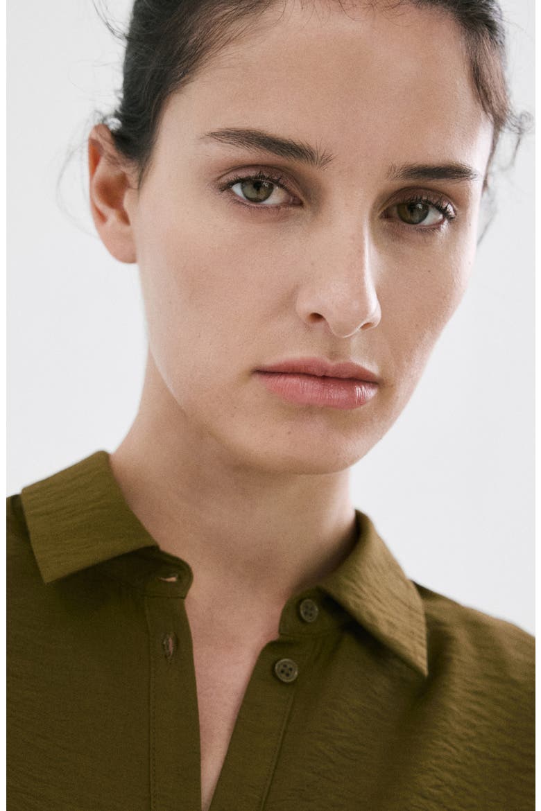 Tie Front Woven Shirt, Alternate, color, GREEN