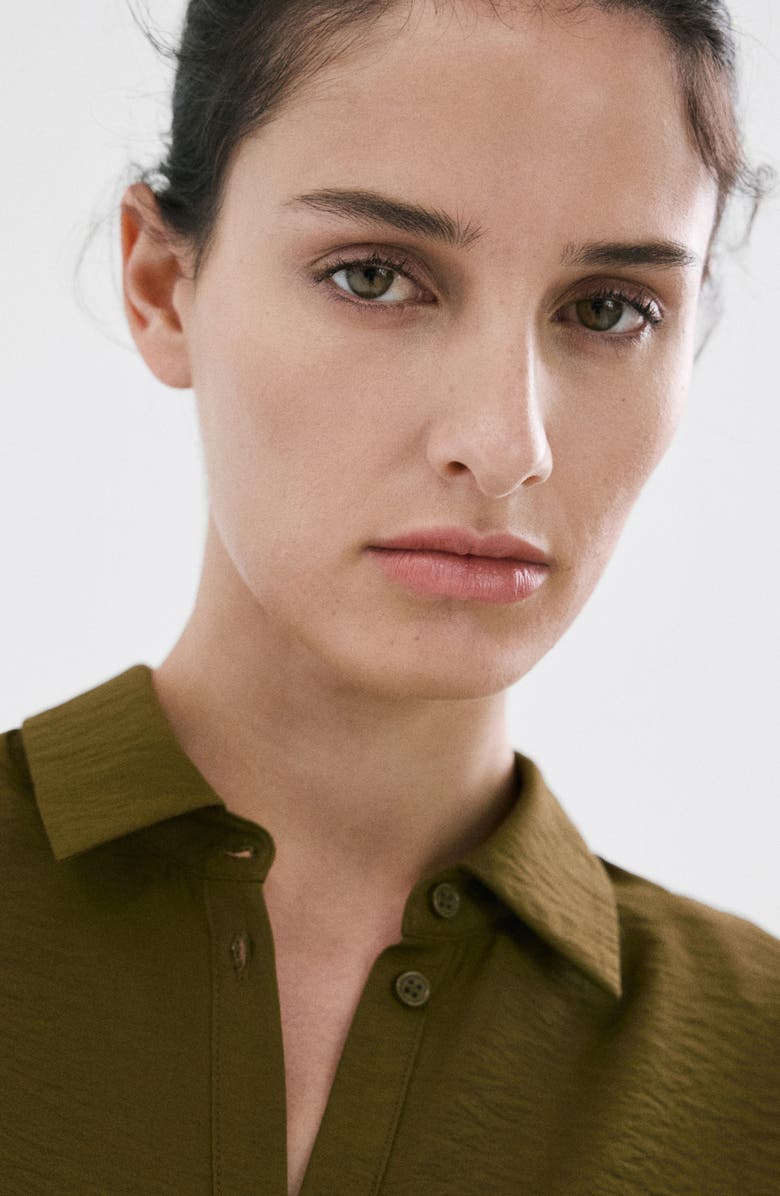 MANGO Tie Front Woven Shirt, Alternate, color, 