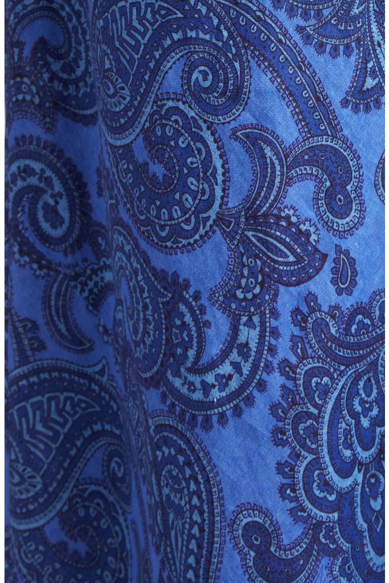 Ottie Paisley Long Sleeve Open Back Linen Maxi Dress, Alternate, color, BLUE PAISLEY
