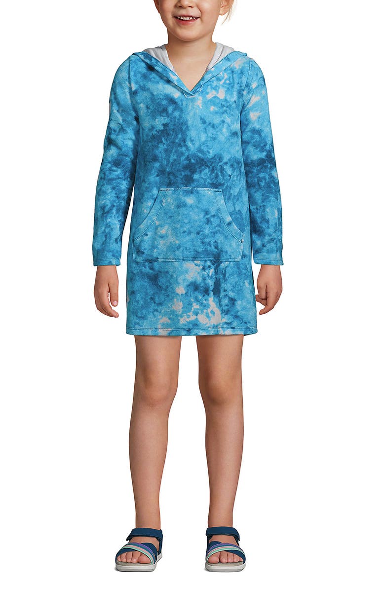 Lands' End Girls Terry Pullover Cover-up, Main, color, Island Turquoise Tie Dye