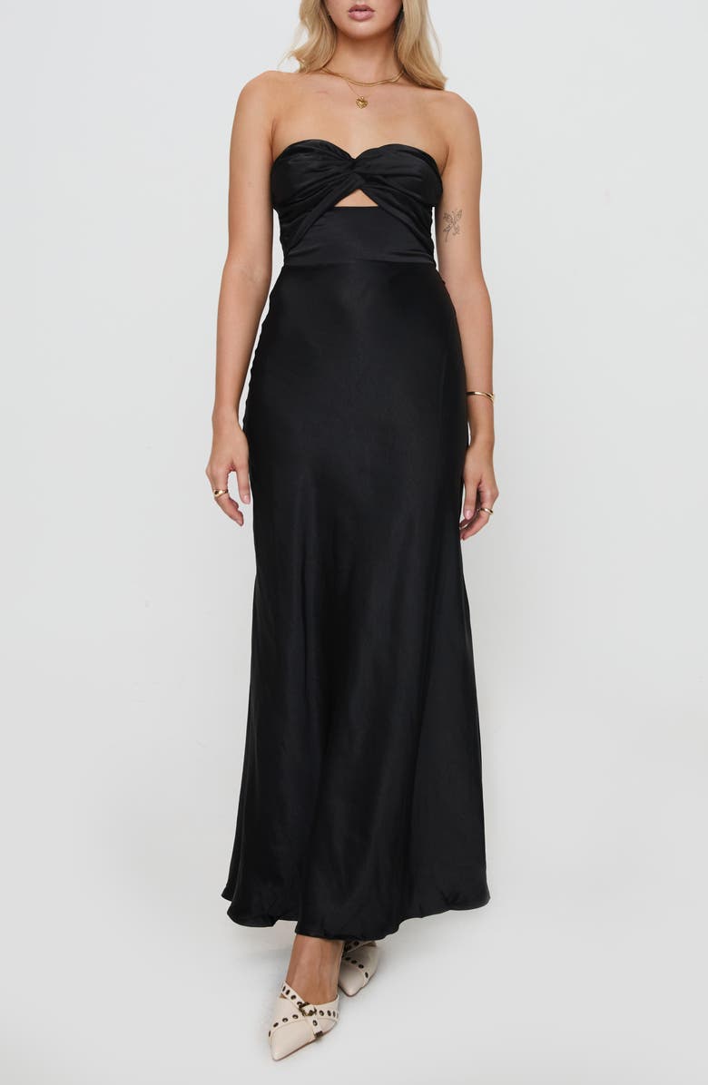 Princess Polly Ahna Cutout Detail Strapless Maxi Dress, Alternate, color, Black