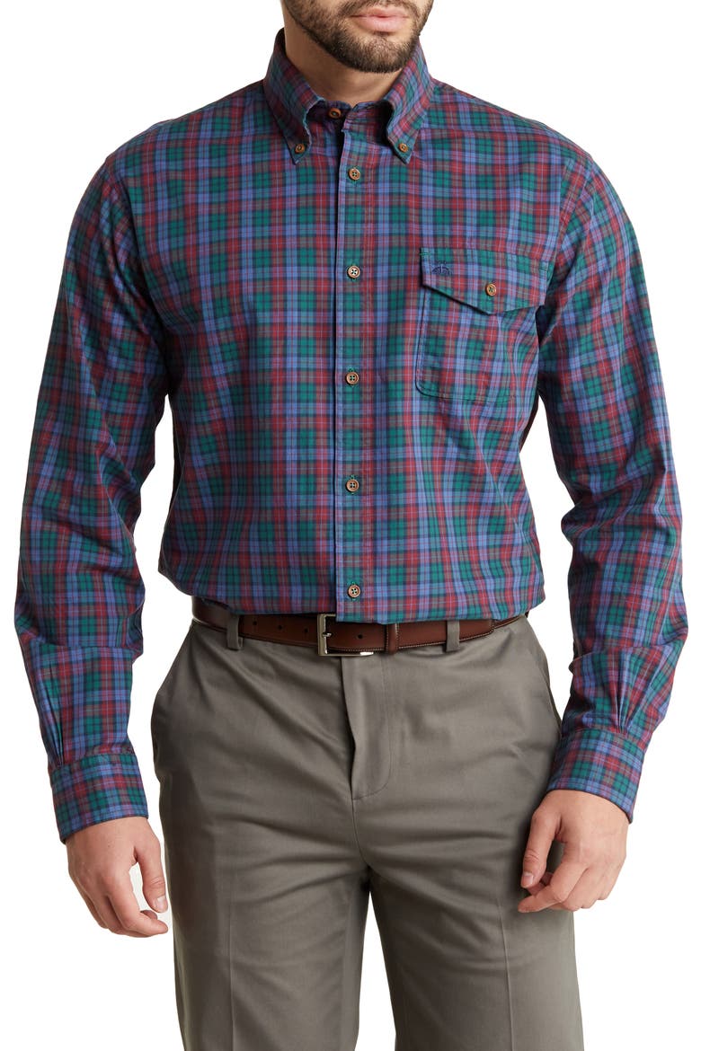 Regular Fit Plaid Twill Button-Down Shirt, Main, color, ZINFANDEL PLAID