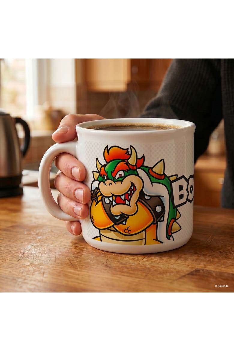 20 oz Super Mario Bowser Name Ceramic Camper Mug, Alternate, color, White