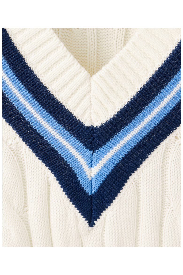 Cable Stitch V-Neck Sweater, Alternate, color, ECRU