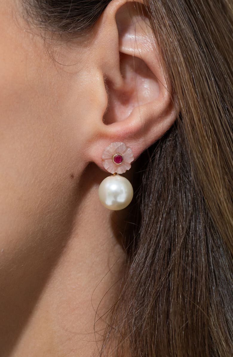 Jennifer Behr Libby Faux Pearl Earrings, Alternate, color, Peach Moonstone