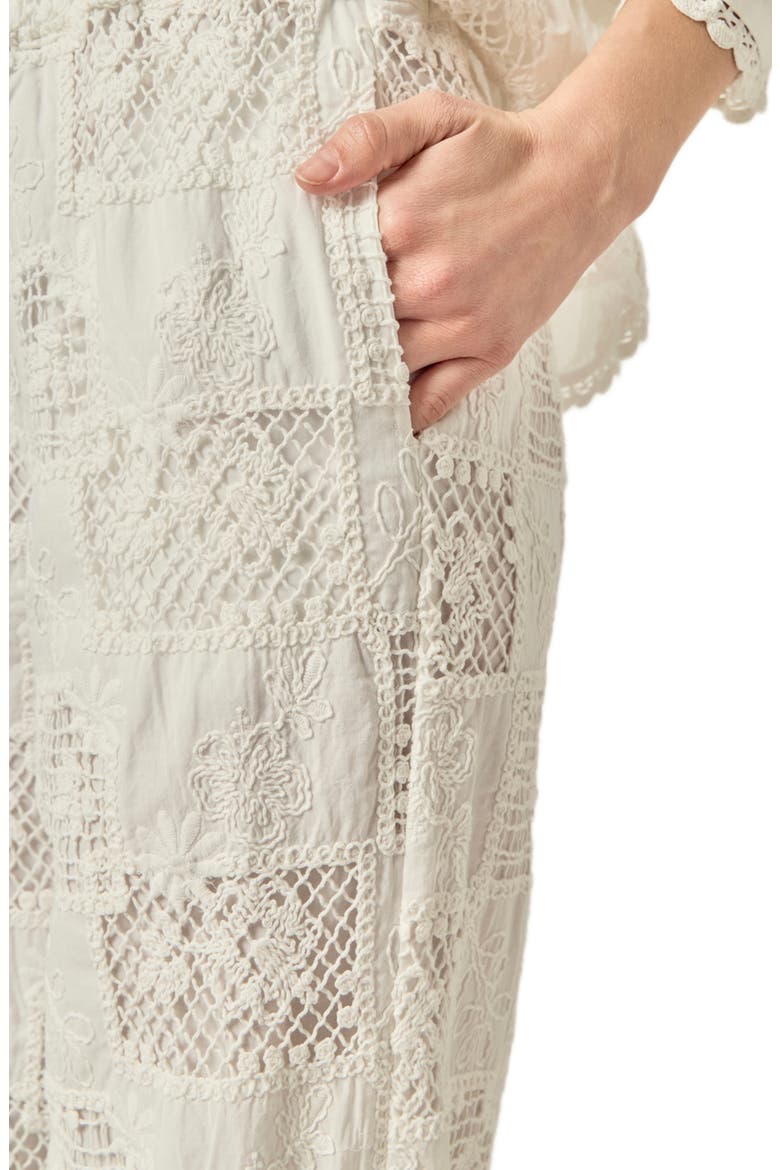 Embroidered Wide Leg Pants, Alternate, color, WHITE