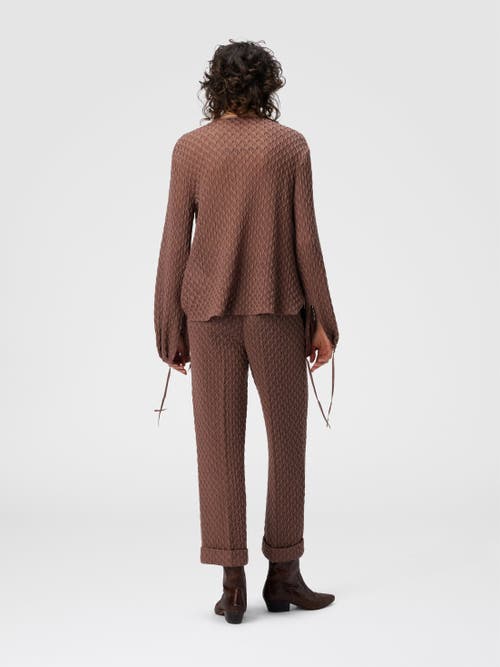 Missoni Crew Neck Blouse In Wool Blend In Brown