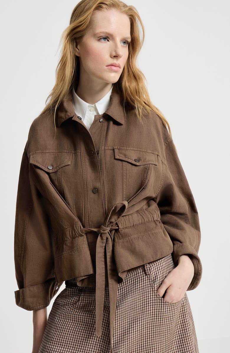 Brunello Cucinelli Garment-dyed cover outerwear jacket, Alternate, color, Cigar