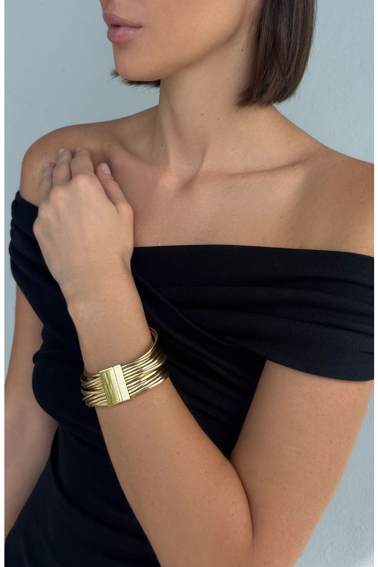 Multistrand Faux Leather Bracelet, Main, color, GOLD
