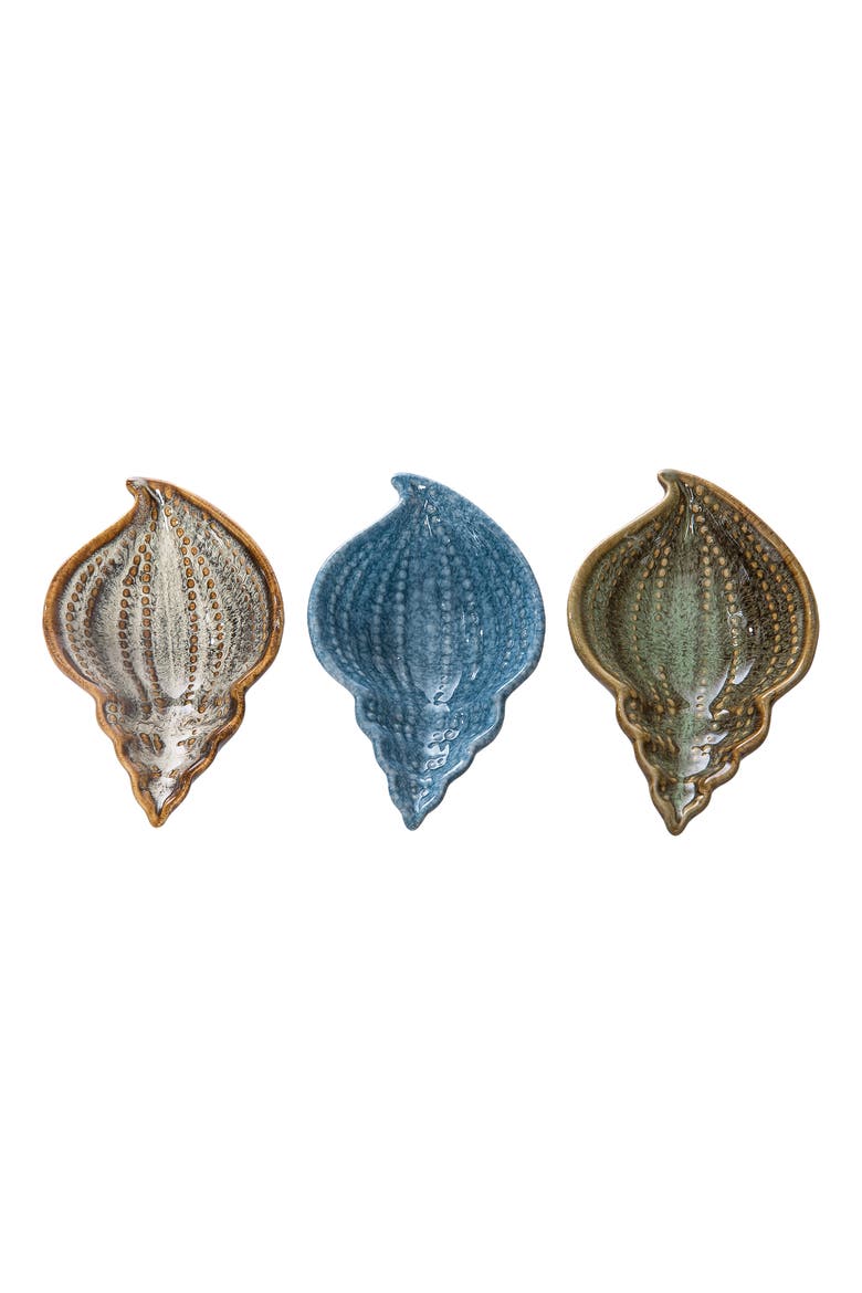 Shell Accent Dish Plates Set of 3, Main, color, Green