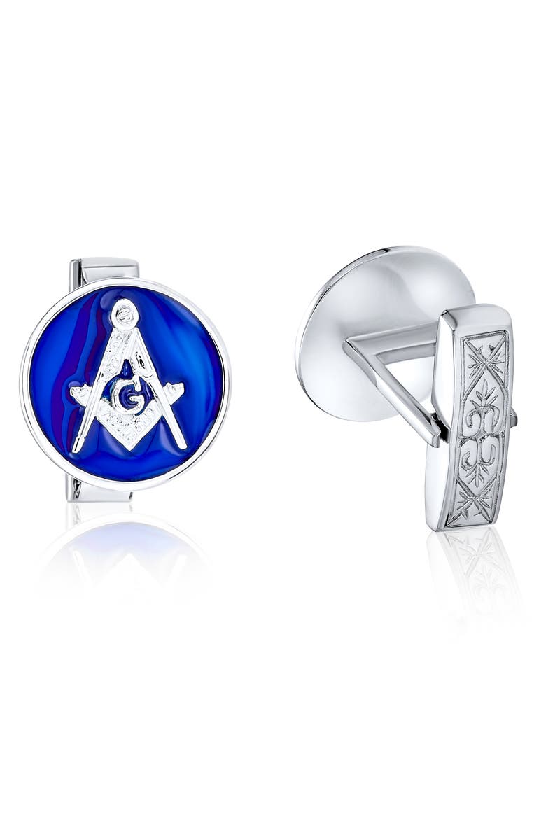 Men's Freemason Enamel Cuff Links, Alternate, color, BLUE
