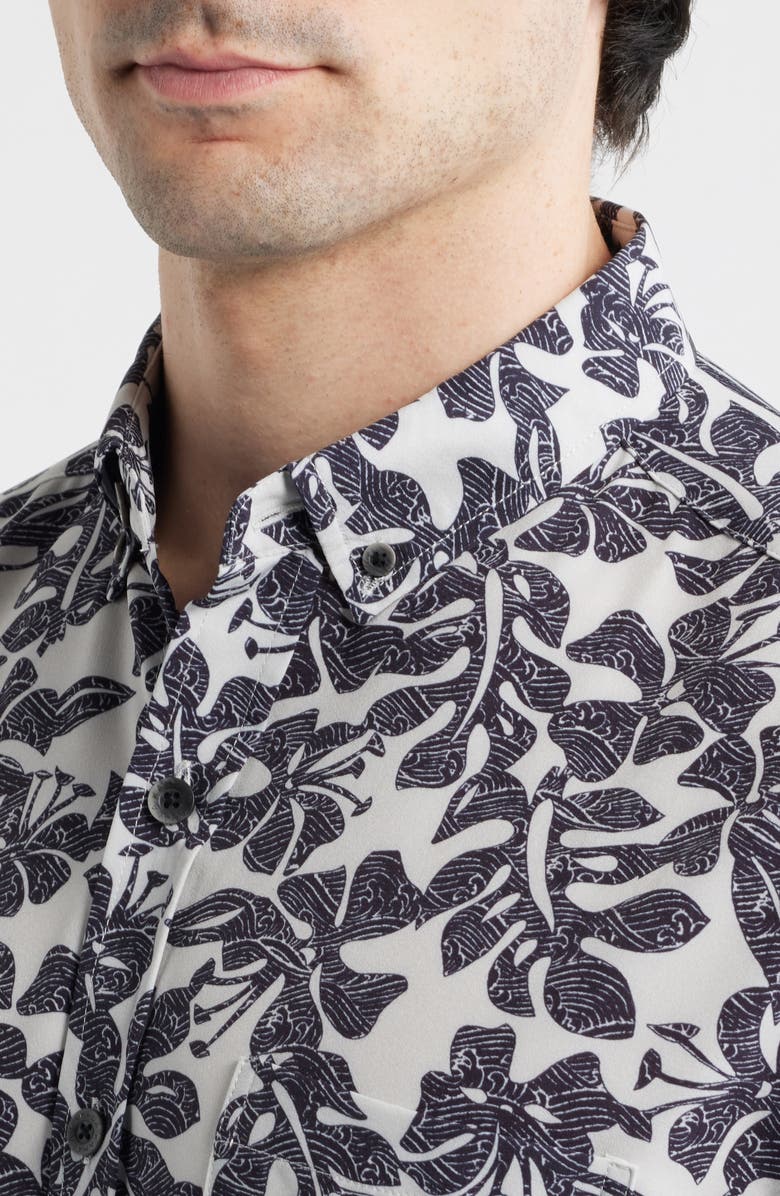 Kahala Tide Pool Short Sleeve Button-Up Shirt, Alternate, color, Light Grey