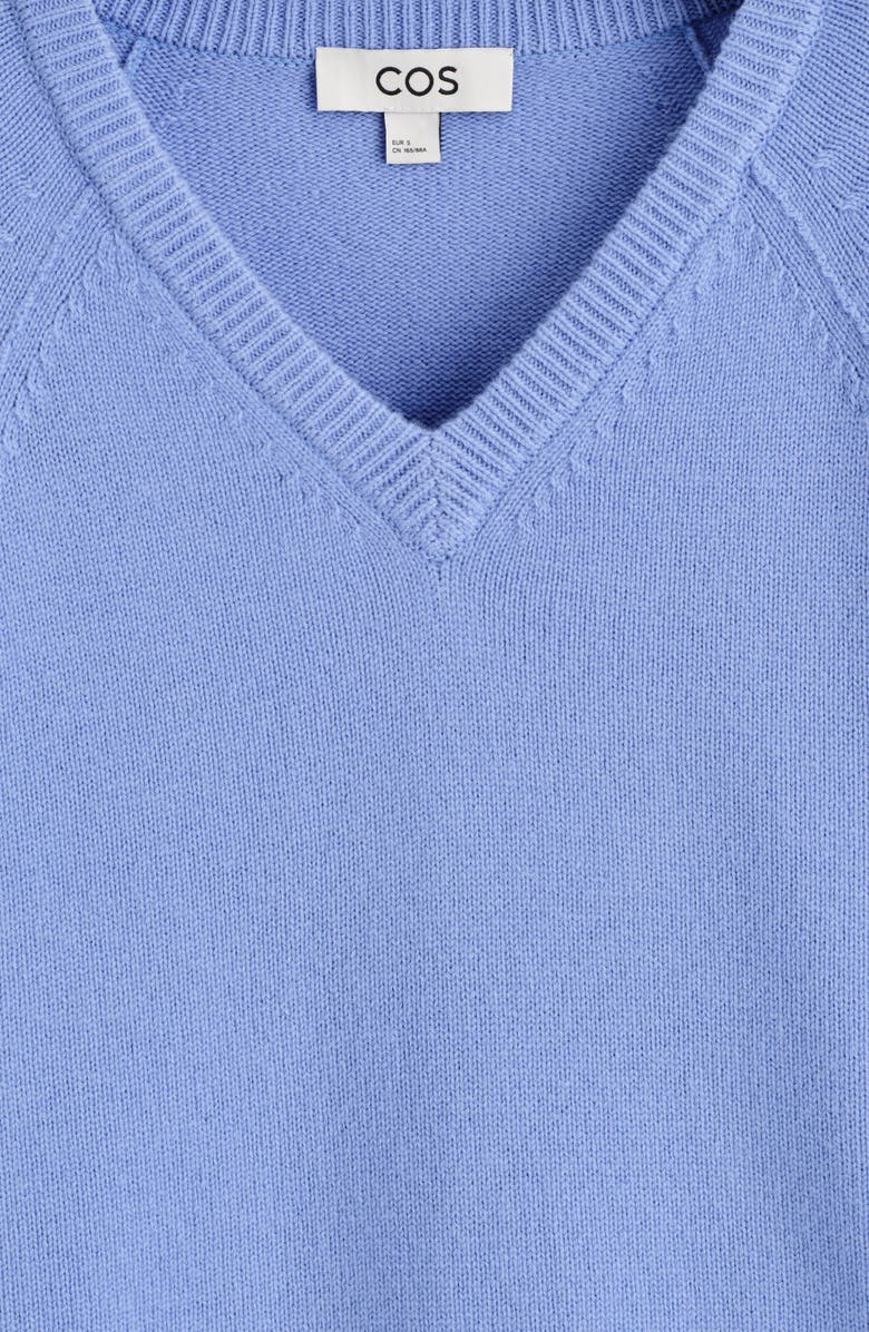 COS Merino Wool V-Neck Sweater, Alternate, color, Blue Medium