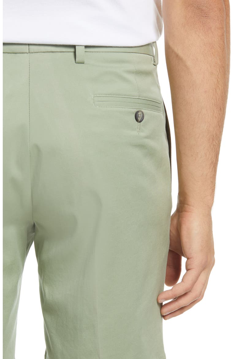 Charleston Khaki Flat Front Stretch Poplin Shorts, Alternate, color, SAGE