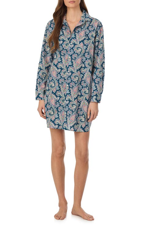 Print Cotton Blend Sleep Shirt
