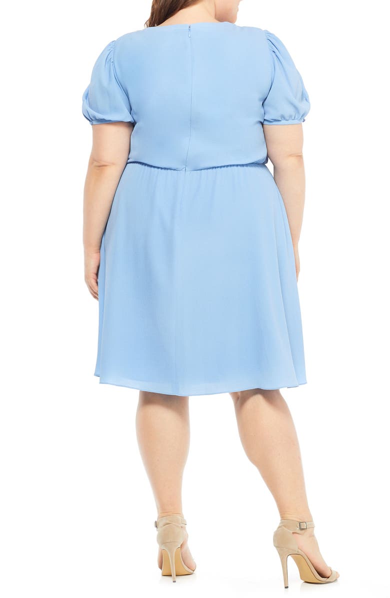 Gal Meets Glam Collection Ellie Crepe Puff Sleeve Dress, Alternate, color, 