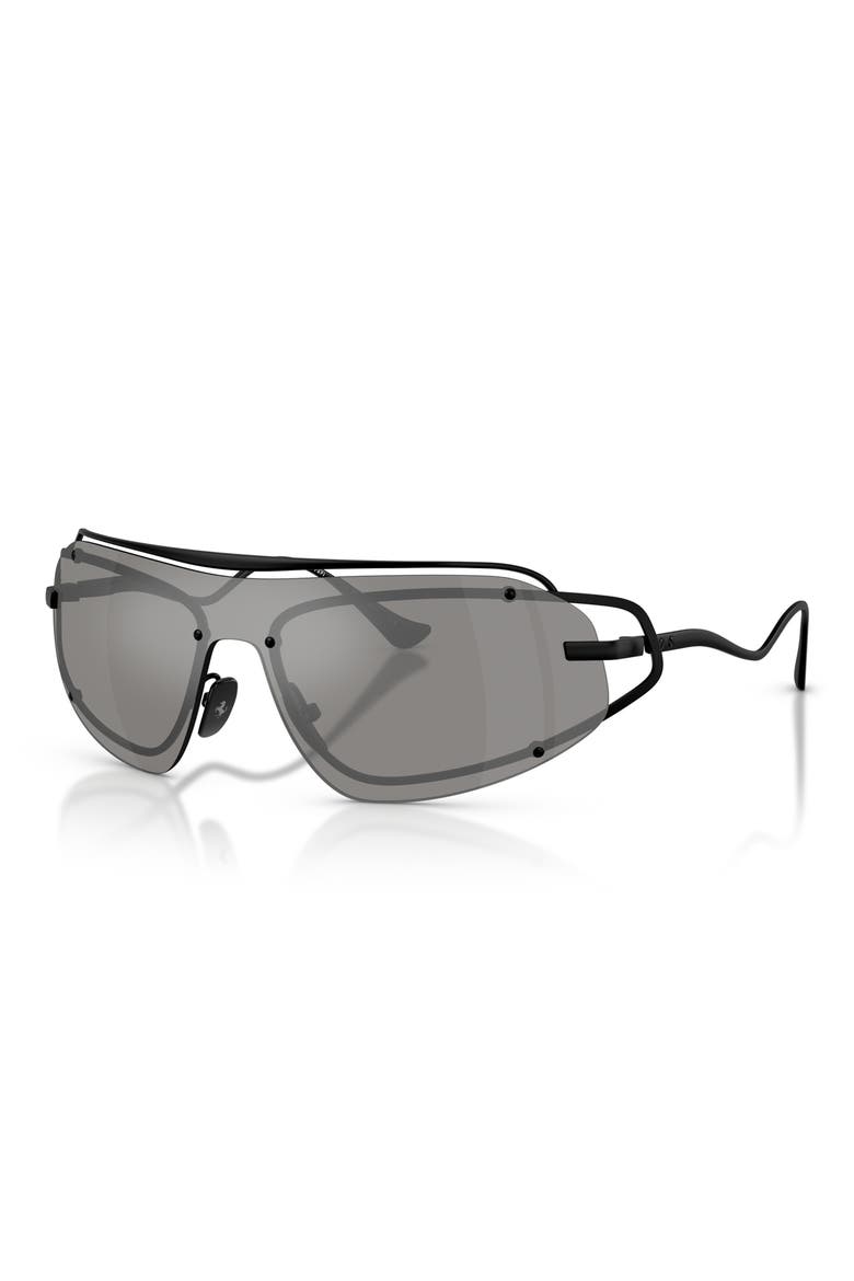 132mm Rimless Rectangular Sunglasses, Alternate, color, MATTE BLACK / GREY MIRROR