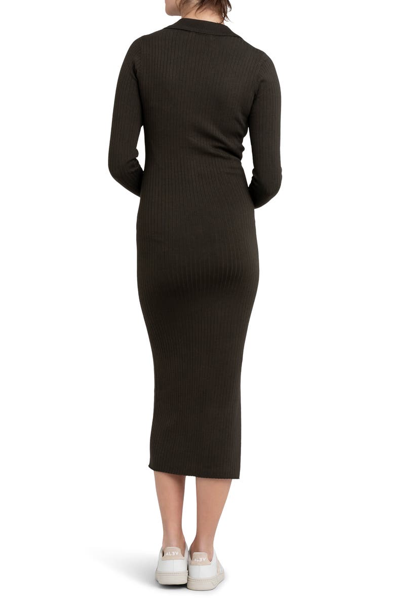Ripe Maternity Sammy Rib Long Sleeve Maternity/Nursing Polo Dress, Alternate, color, Ivy