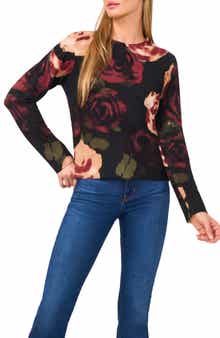 Halogen® Floral Print Crewneck Sweater