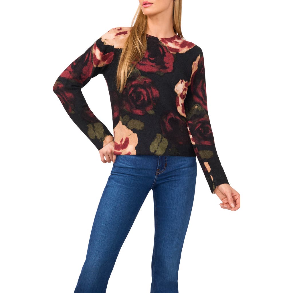 Halogenr Halogen(r) Floral Print Crewneck Sweater In Multi