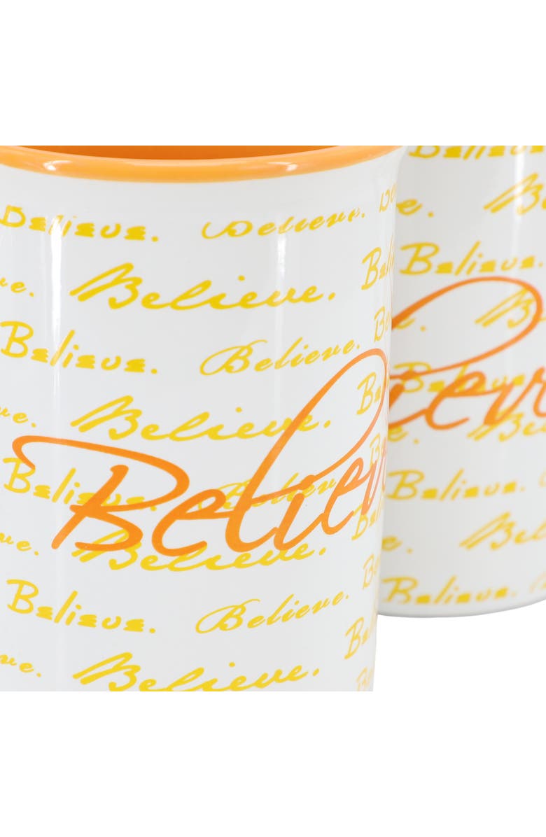 Gibson Home Inspirational Words Believe 4 Piece 16 Ounce Stoneware Mug Set, Alternate, color, Orange