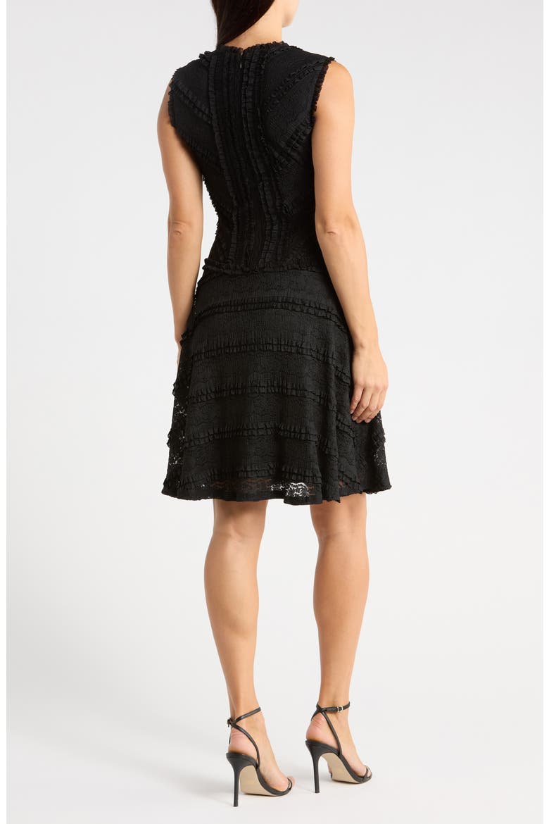 Lace Tiered A-Line Dress, Alternate, color, BLACK