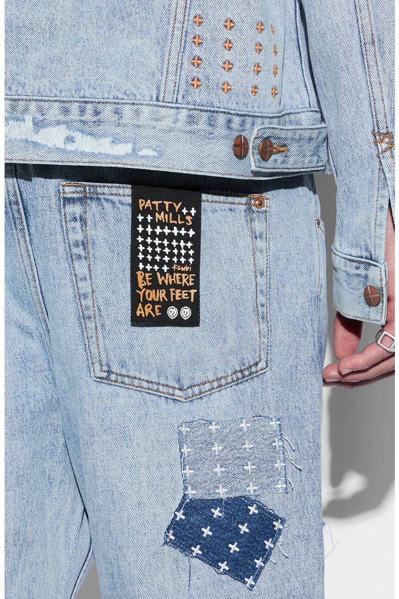 Oh G Oversize Rip & Repair Denim Trucker Jacket, Alternate, color, DENIM