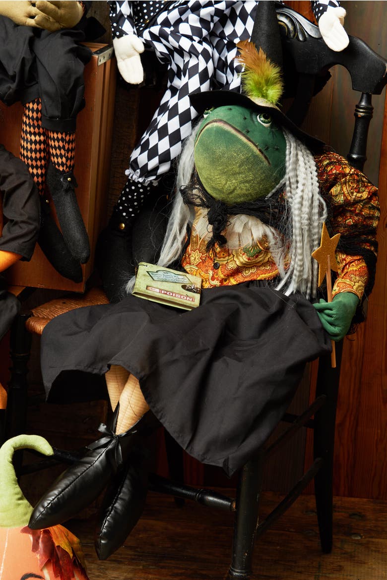 Winifred Toad Frog Witch Halloween Joe Spencer Gathered Traditions Figurine, Alternate, color, Black