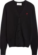 AMI PARIS Ami de Coeur Patch Merino Wool Cardigan