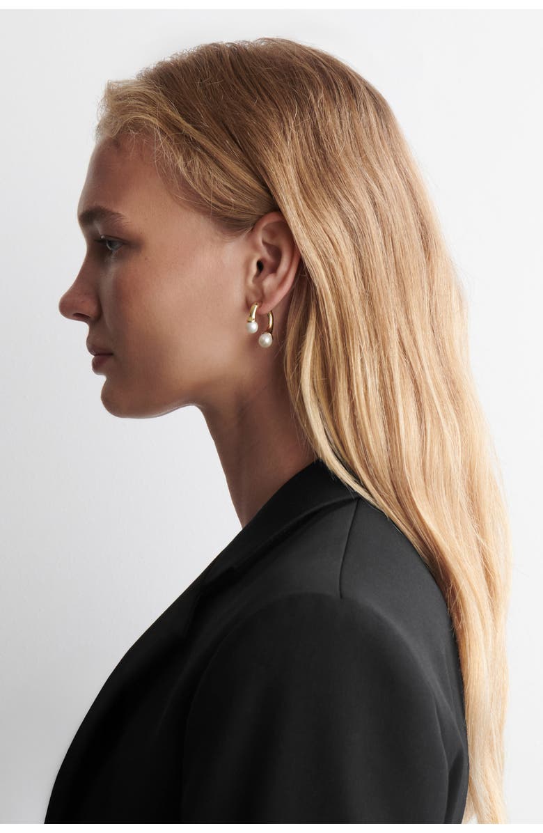 COS Arched Freshwater Pearl Earrings, Alternate, color, Gold
