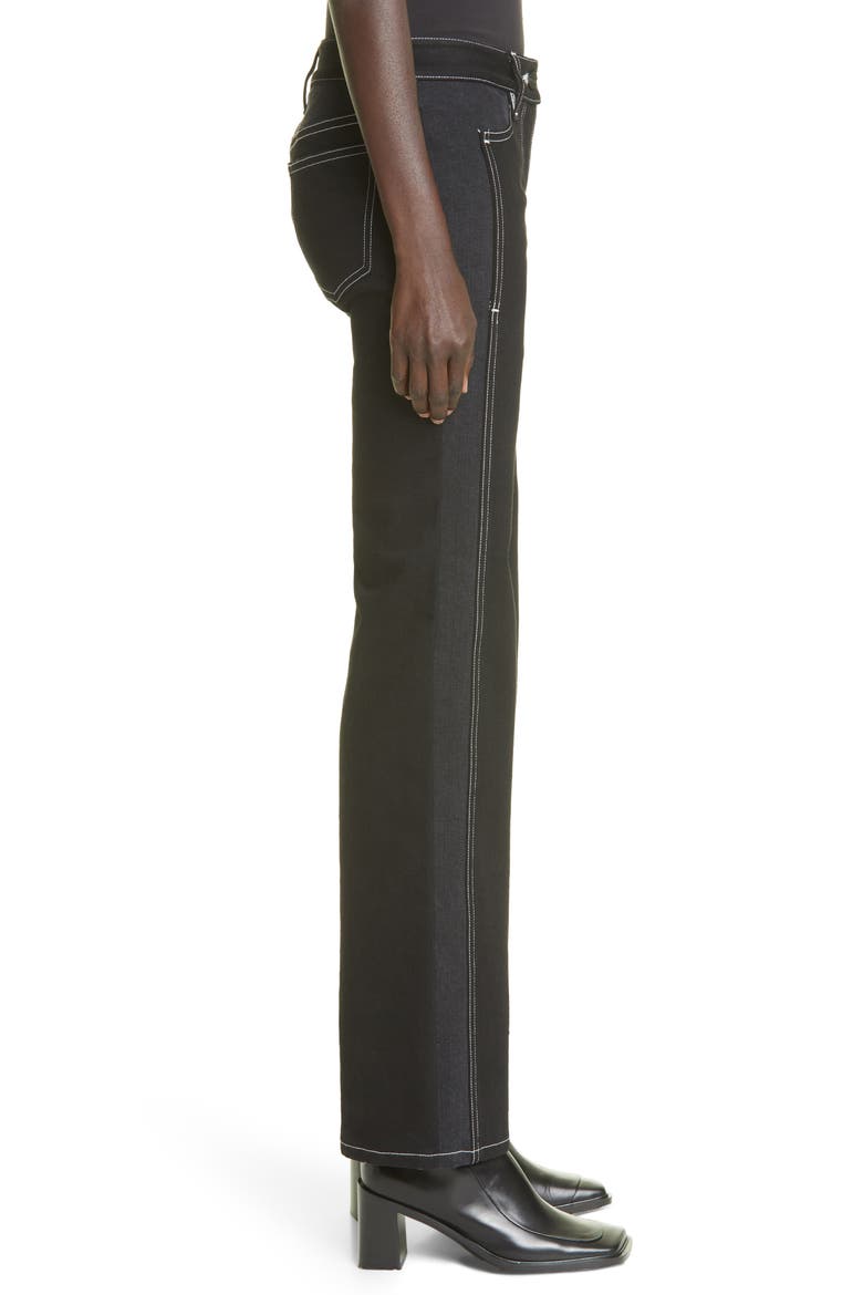 Spliced Low Rise Bootcut Jeans, Alternate, color, BLACK