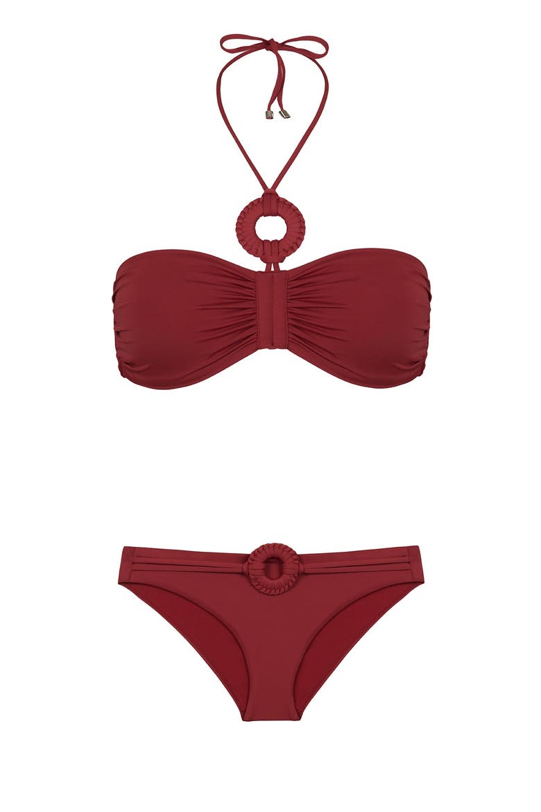 Touch Of Artisanal Bandeau Top & Hipster Bottom, Main, color, Cinnamon