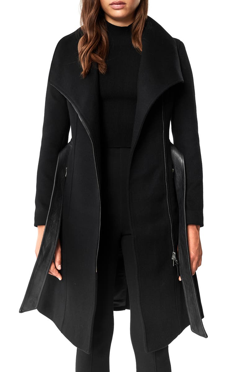 Mackage Nori-Sh Wool Coat with Removable Geniune Shearling Trim, Alternate, color, 