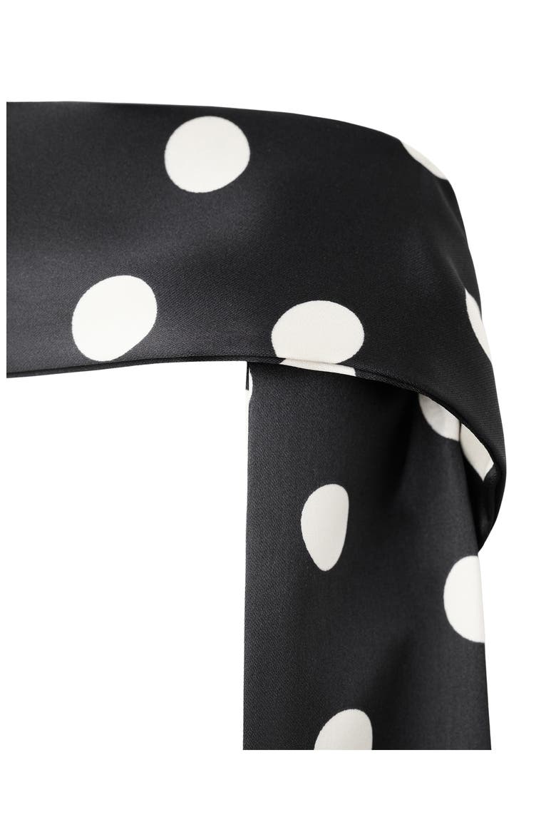 Polka Dot Strapless Midi Dress with Scarf Detail, Alternate, color, BLACK