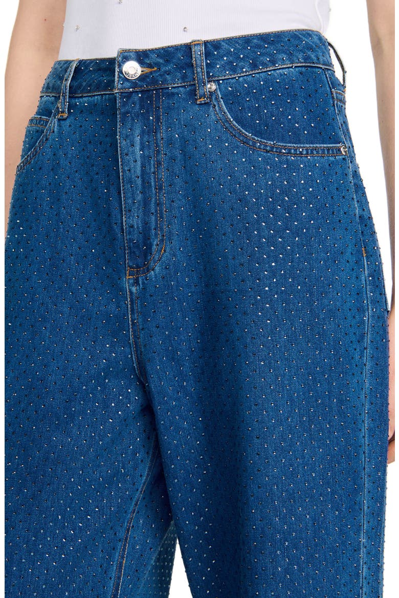 Wide-leg rhinestone jeans, Alternate, color, Blue jean