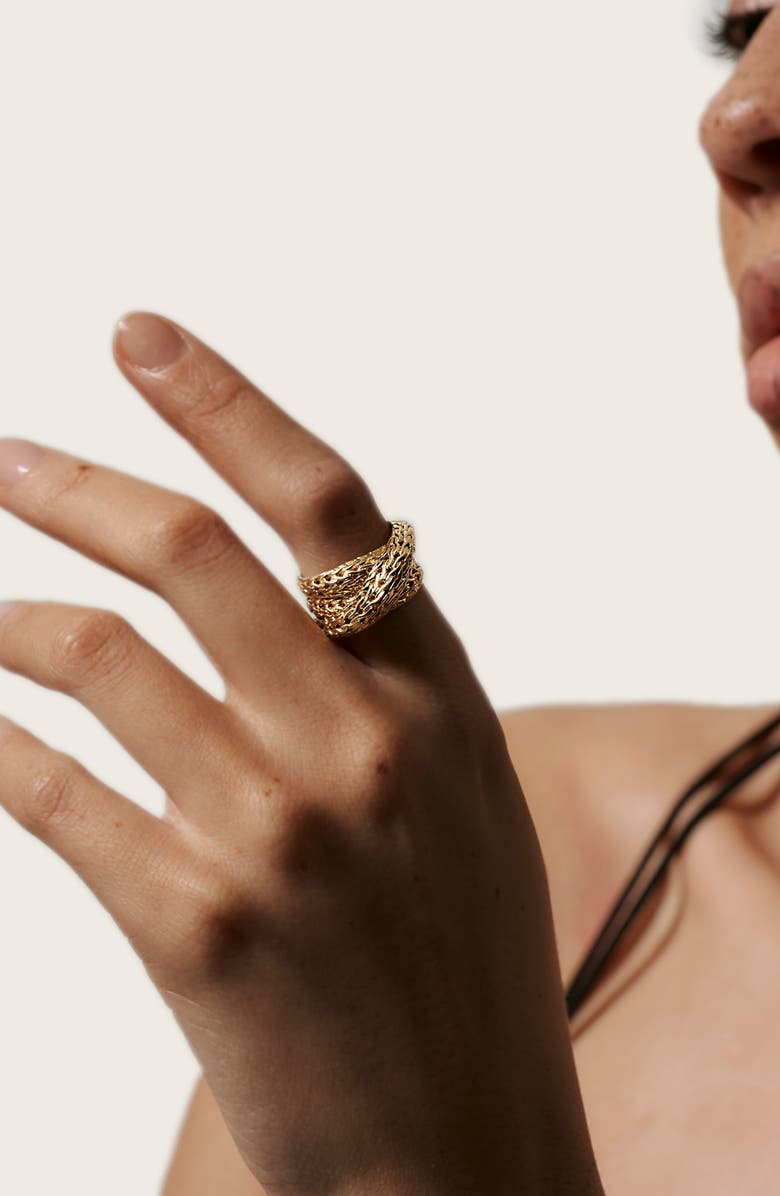 John Hardy Classic Chain Tiga 18K Gold Crossover Ring, Alternate, color, 