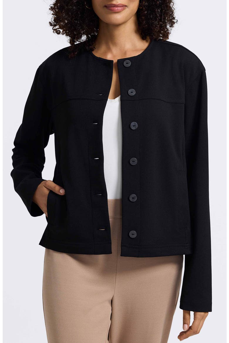 Valerie Crepe Knit Jacket, Main, color, BLACK