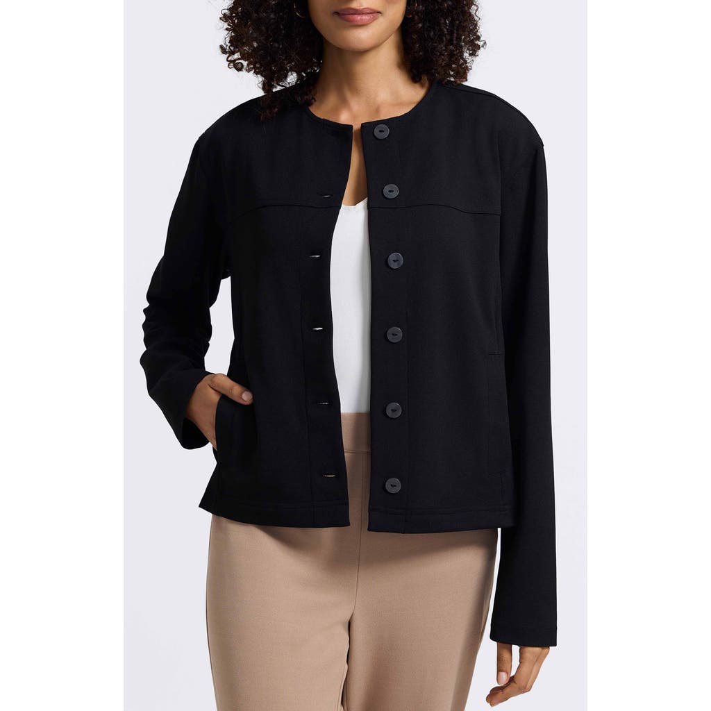 Foxcroft Valerie Crepe Knit Jacket In Black