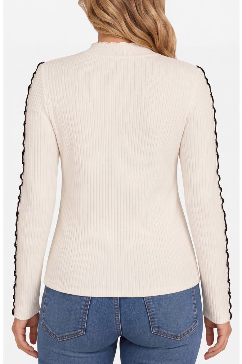 Mock Neck Rib Sweater, Alternate, color, CRM W/ BLACK