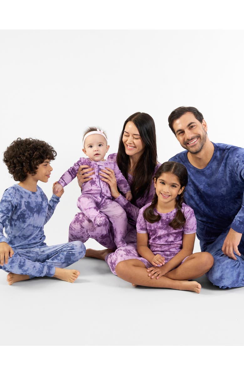 Leveret Footed Tie Dye Cotton Matching Family Pajamas, Alternate, color, Tie Dye Purple Mix