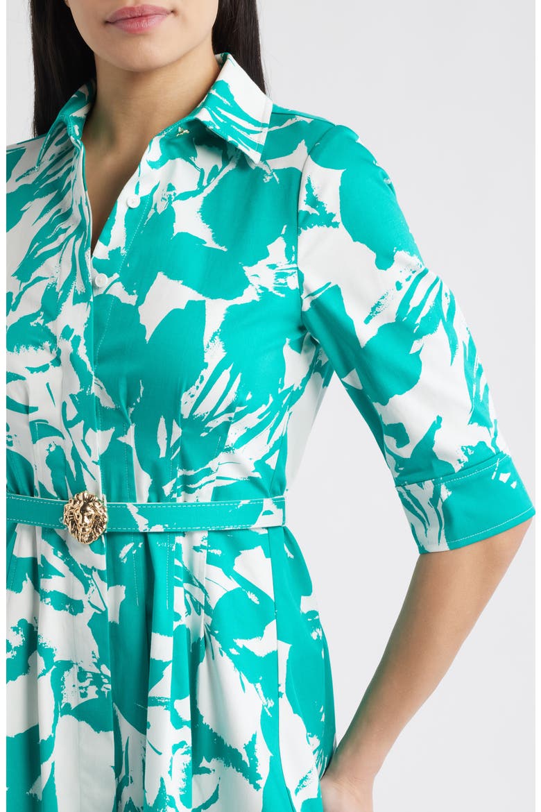 Floral Print Midi Dress, Alternate, color, BERYL GREEN/ CRISPT WHITE