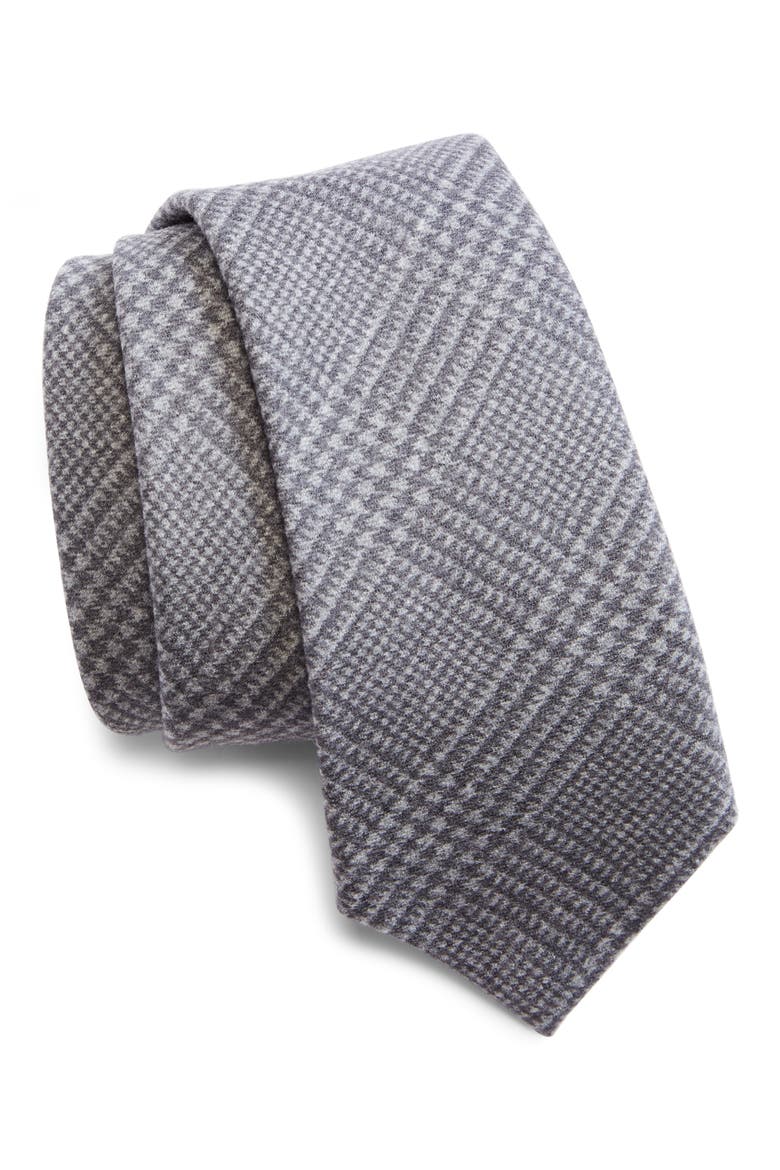 Plaid Wool Tie, Main, color, MEDIUM GREY