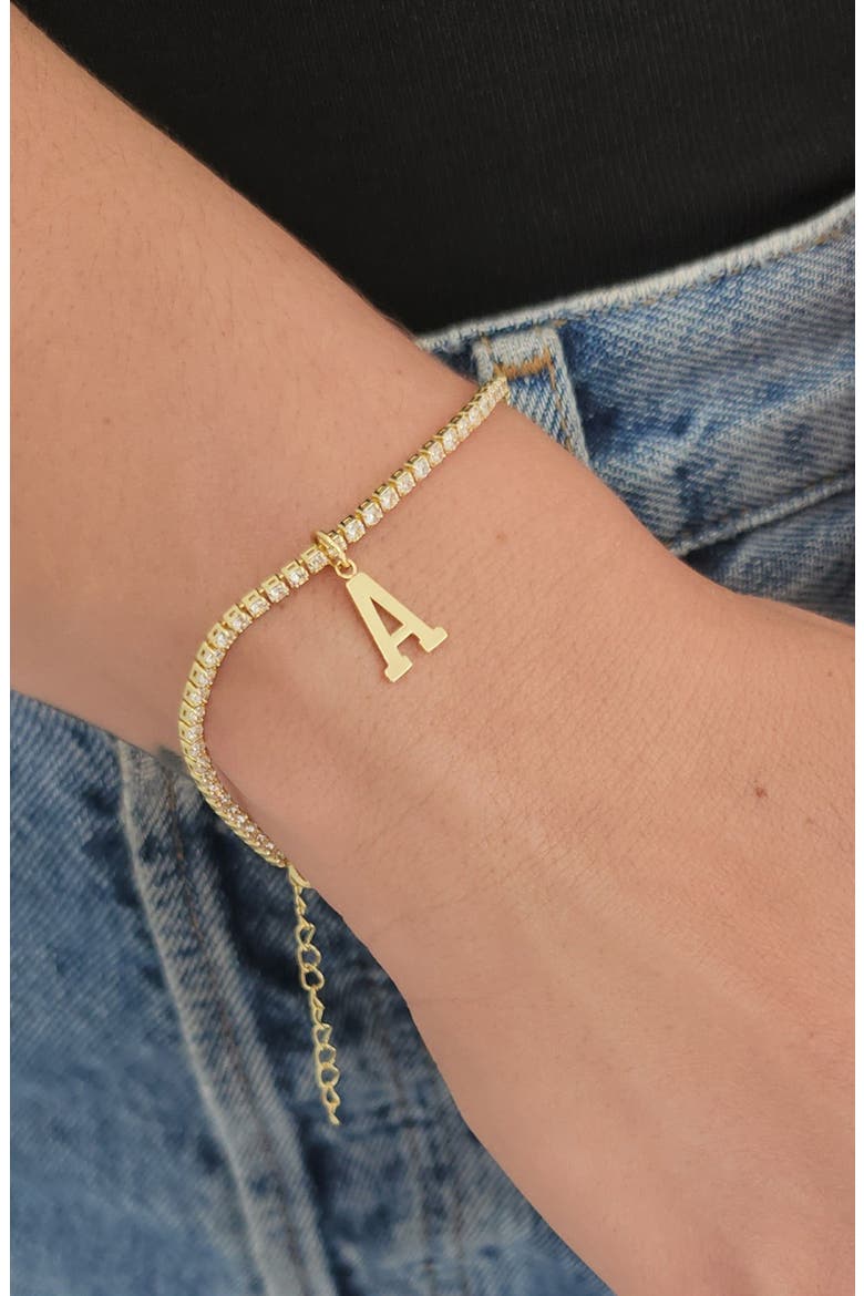 Initial Charm Tennis Bracelet, Alternate, color, GOLD-A