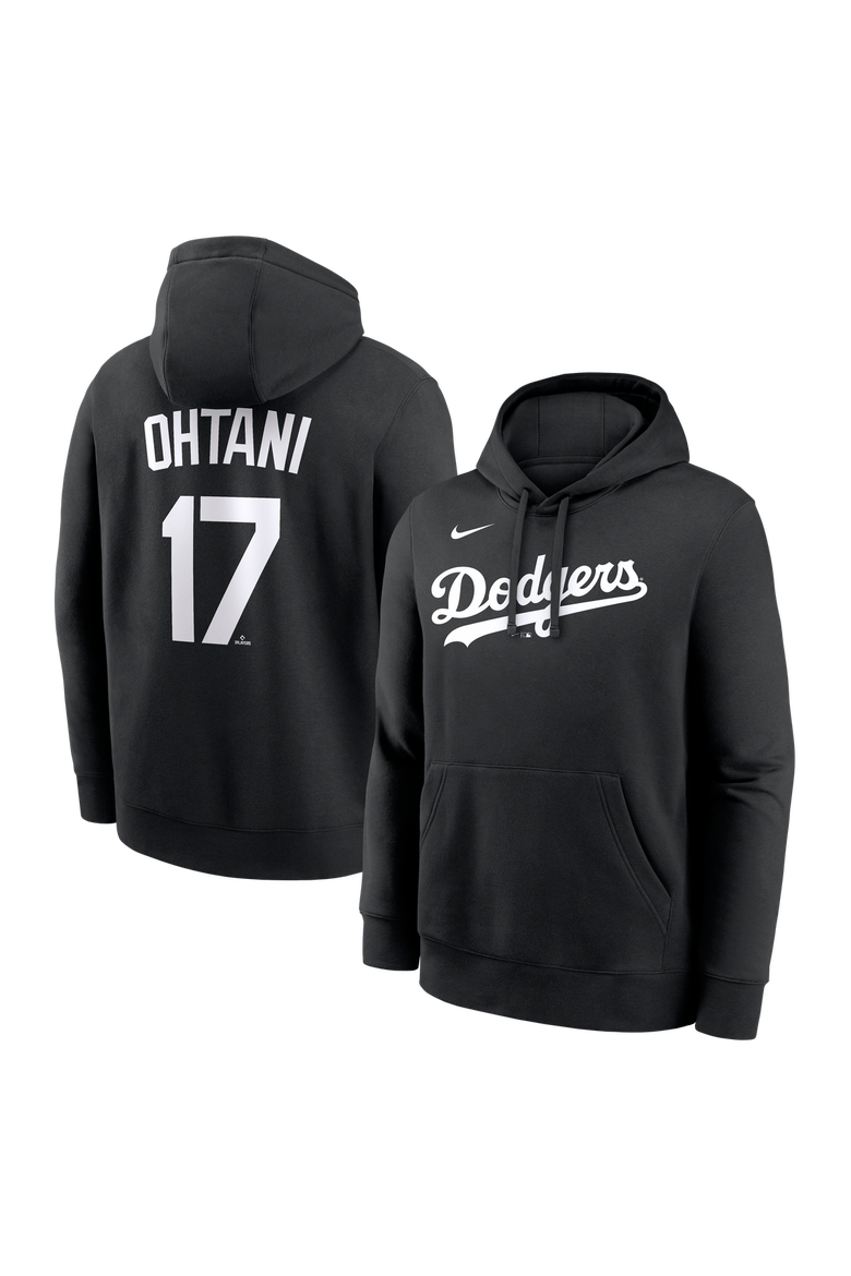 Men's Nike Shohei Ohtani Black Los Angeles Dodgers Player Name & Number Club Pullover Hoodie, Main, color, Black