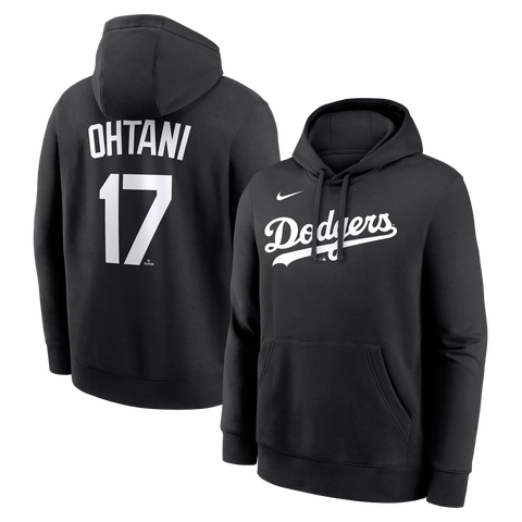 Men's Nike Shohei Ohtani Black Los Angeles Dodgers Player Name & Number Club Pullover Hoodie