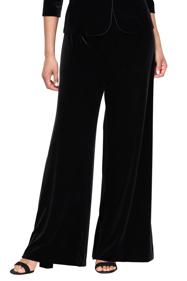 Stretch Velvet Palazzo Pants, Main, color, BLACK