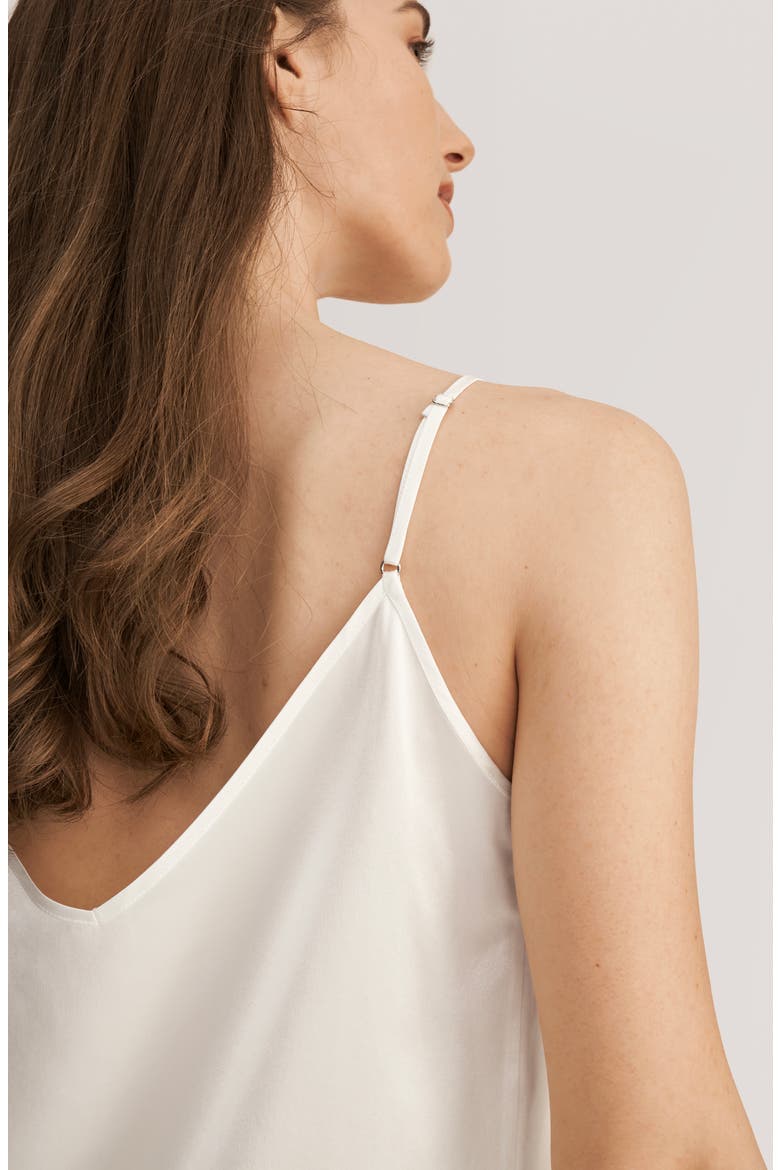 V Neckline Silk Camisole with Spaghetti Straps, Alternate, color, Ivory
